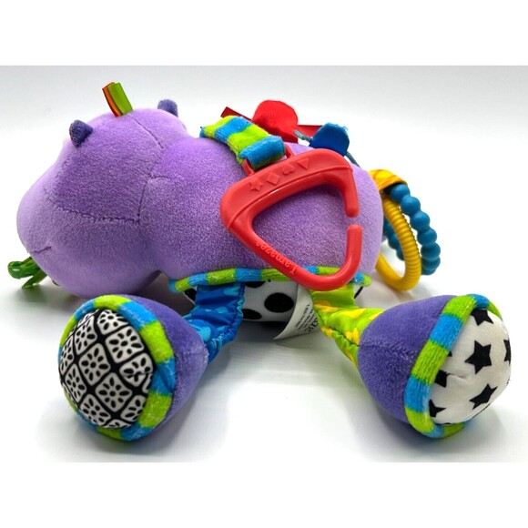 Lamaze Baby Toy Plush Hippo Purple Hanging Toy Rattles Teethers Crinkles Sensory - Picture 3 of 16